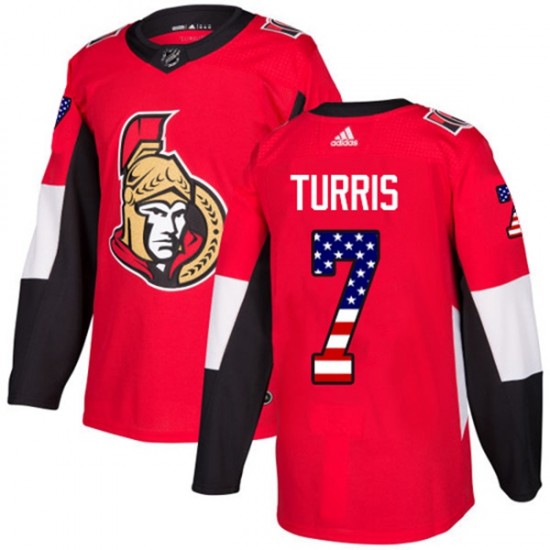 Ottawa Senators NHL Drakt Kyle Turris 7 Adidas 2017 2018 Red USA Flag Fashion Authentic